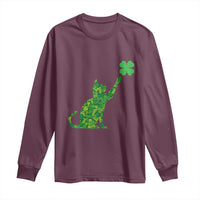 St Patricks Day Shamrock Cat Long Sleeve Shirt Saint Pattys Cats Lover
