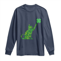 St Patricks Day Shamrock Cat Long Sleeve Shirt Saint Pattys Cats Lover