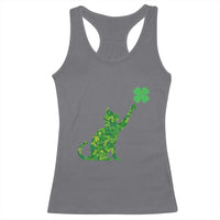 St Patricks Day Shamrock Cat Racerback Tank Top Saint Pattys Cats Lover