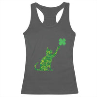 St Patricks Day Shamrock Cat Racerback Tank Top Saint Pattys Cats Lover
