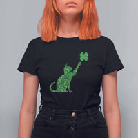 St Patricks Day Shamrock Cat T Shirt For Women Saint Pattys Cats Lover