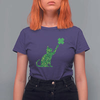 St Patricks Day Shamrock Cat T Shirt For Women Saint Pattys Cats Lover