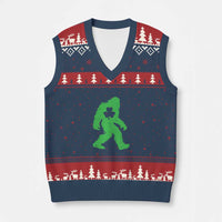St Patricks Day Bigfoot V-Neck Knit Sweater Vest Sasquatch Lucky Shamrock - Wonder Print Shop