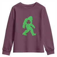 St Patricks Day Bigfoot Youth Sweatshirt Sasquatch Lucky Shamrock