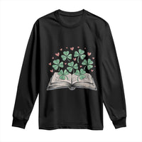 St Patricks Day Book Lover Long Sleeve Shirt Librarian Core Lucky Shamrocks