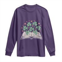 St Patricks Day Book Lover Long Sleeve Shirt Librarian Core Lucky Shamrocks