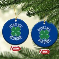 Funny St Patricks Day Drinking Ceramic Ornament Drinks Well With Others Drunk Beer Lucky Shamrock - Wonder Print Shop