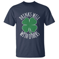 Funny St Patricks Day Drinking T Shirt Drinks Well With Others Drunk Beer Lucky Shamrock