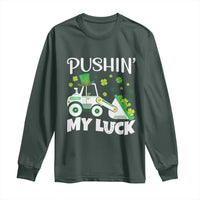 St Patricks Day Boys Truck Long Sleeve Shirt Pushing My Luck Tractor Toy Lover