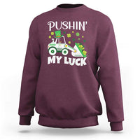 St Patricks Day Boys Truck Sweatshirt Pushing My Luck Tractor Toy Lover