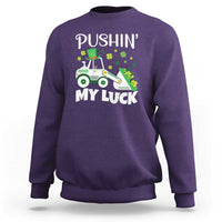 St Patricks Day Boys Truck Sweatshirt Pushing My Luck Tractor Toy Lover