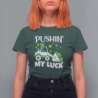 St Patricks Day Boys Truck T Shirt For Women Pushing My Luck Tractor Toy Lover