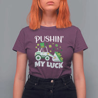 St Patricks Day Boys Truck T Shirt For Women Pushing My Luck Tractor Toy Lover