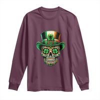 San Patties Irish Sugar Skull Long Sleeve Shirt St Patricks Day Of The Dead