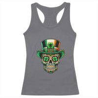 San Patties Irish Sugar Skull Racerback Tank Top St Patricks Day Of The Dead