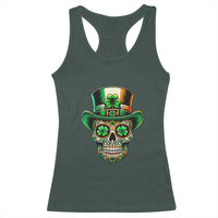 San Patties Irish Sugar Skull Racerback Tank Top St Patricks Day Of The Dead