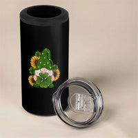 St Patrick's Day Cute Gnomes 4 in 1 Can Cooler Tumbler Holding Shamrock Sunflower