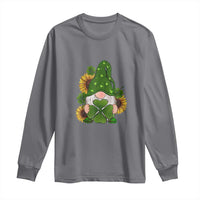 St Patrick's Day Cute Gnomes Long Sleeve Shirt Holding Shamrock Sunflower