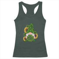 St Patrick's Day Cute Gnomes Racerback Tank Top Holding Shamrock Sunflower