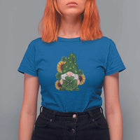 St Patrick's Day Cute Gnomes T Shirt For Women Holding Shamrock Sunflower