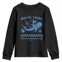 Funny Whale Shark Christian Bible Jonah 1:17 Youth Sweatshirt Get In Loser We're Doing God's Will