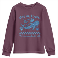 Funny Whale Shark Christian Bible Jonah 1:17 Youth Sweatshirt Get In Loser We're Doing God's Will