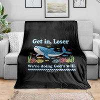Colorful Whale Shark Christian Bible Jonah 1:17 Throw Blanket Funny Get In Loser We're Doing God's Will