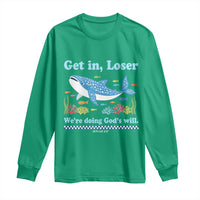 Colorful Whale Shark Christian Bible Jonah 1:17 Long Sleeve Shirt Funny Get In Loser We're Doing God's Will