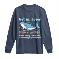 Colorful Whale Shark Christian Bible Jonah 1:17 Long Sleeve Shirt Funny Get In Loser We're Doing God's Will
