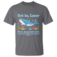 Colorful Whale Shark Christian Bible Jonah 1:17 T Shirt Funny Get In Loser We're Doing God's Will