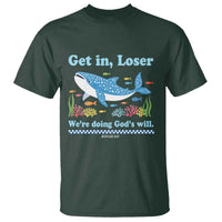 Colorful Whale Shark Christian Bible Jonah 1:17 T Shirt Funny Get In Loser We're Doing God's Will