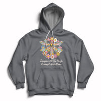 Imagine All the People Living in Peace Shirt, Dragonfly T-Shirt, Hippie Shirt, Boho Style, Hippie Music Lover 70's Retro Hoodie - Wonder Print Shop