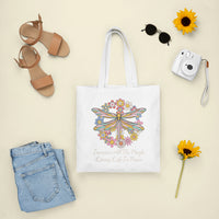 Imagine All the People Living in Peace Tote Bag, Dragonfly Tote Bag, Hippie Tote Bag, Boho Style, Hippie Music Lover 70's Retro Tote Bag - Wonder Print Shop