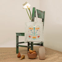 Floral Boho Dragonfly Tote Bag for Women, Scandinavian Botanical Tote Bag, Dragonfly Tote Bag, Dragonfly Gift, Nature Lover Gift Tote Bag - Wonder Print Shop