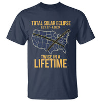 Total Solar Eclipse T Shirt Twice In A Life Time Tour Map American Totality 2024 2017 - Wonder Print Shop