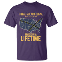 Total Solar Eclipse T Shirt Twice In A Life Time Tour Map American Totality 2024 2017 - Wonder Print Shop