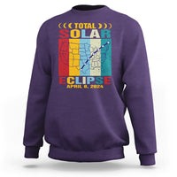Total Solar Eclipse Sweatshirt Retro American Totality Tour Map April 8 2024 - Wonder Print Shop