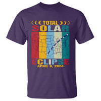 Total Solar Eclipse T Shirt Retro American Totality Tour Map April 8 2024 - Wonder Print Shop