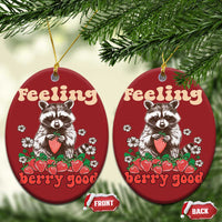 Funny Raccoon Christmas Ornament Feeling Berry Good Eating Strawberries - Wonder Print Shop