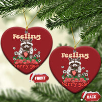 Funny Raccoon Christmas Ornament Feeling Berry Good Eating Strawberries - Wonder Print Shop