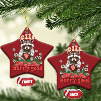 Funny Raccoon Christmas Ornament Feeling Berry Good Eating Strawberries - Wonder Print Shop