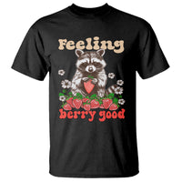 Funny Raccoon T Shirt Feeling Berry Good Eating Strawberries - Wonder Print Shop