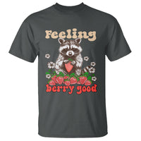 Funny Raccoon T Shirt Feeling Berry Good Eating Strawberries - Wonder Print Shop