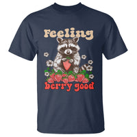 Funny Raccoon T Shirt Feeling Berry Good Eating Strawberries - Wonder Print Shop