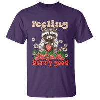 Funny Raccoon T Shirt Feeling Berry Good Eating Strawberries - Wonder Print Shop