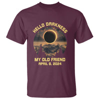 Total Solar Eclipse T Shirt Hello Darkness My Old Friend April 8 2024 American Totality - Wonder Print Shop