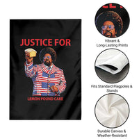 Justice for Lemon Pound Cake Garden Flag Funny Viral Edgy Meme Courtroom Parody Rap Fans
