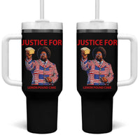 Justice for Lemon Pound Cake Tumbler With Handle Funny Viral Edgy Meme Courtroom Parody Rap Fans