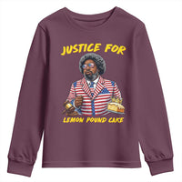 Justice for Lemon Pound Cake Funny Viral Meme Youth Sweatshirt Edgy Hip Hop Humor Parody Gift for Rap Fans
