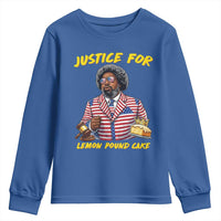 Justice for Lemon Pound Cake Funny Viral Meme Youth Sweatshirt Edgy Hip Hop Humor Parody Gift for Rap Fans